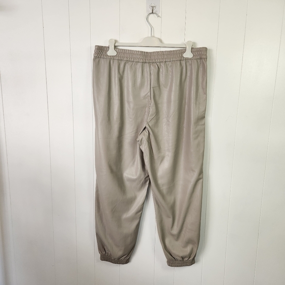 Aritzia Babaton Zedel Pants Beige Faux Leather Joggers 2XL Minimalist High Waist - Picture 5 of 13